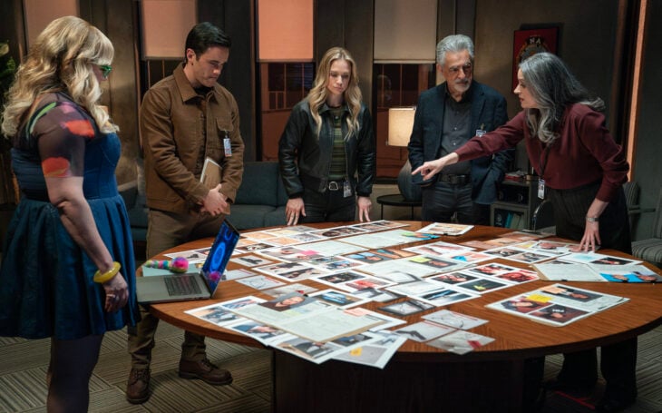 Criminal Minds: Evolution Season 2 Episode 1, "Gold Star" -- Kirsten Vangsness as Penelope Garcia, Ryan-James Hatanaka as Tyler Green, A.J. Cook as Jennifer ‘JJ’ Jareau, Joe Mantegna as David Rossi and Paget Brewster as Emily Prentiss