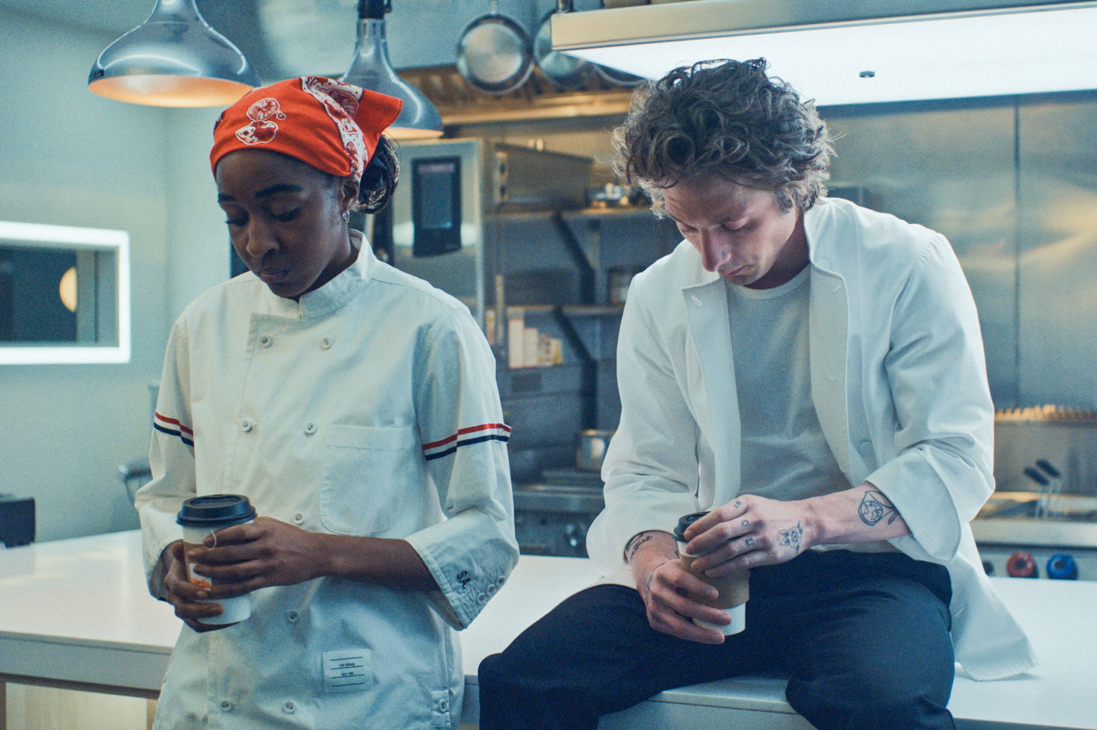 The Bear Season 3 Episode 1 still with Sydney and Carmy | Tell-Tale TV The Bear Season 3 Episode 1 still with Sydney and Carmy