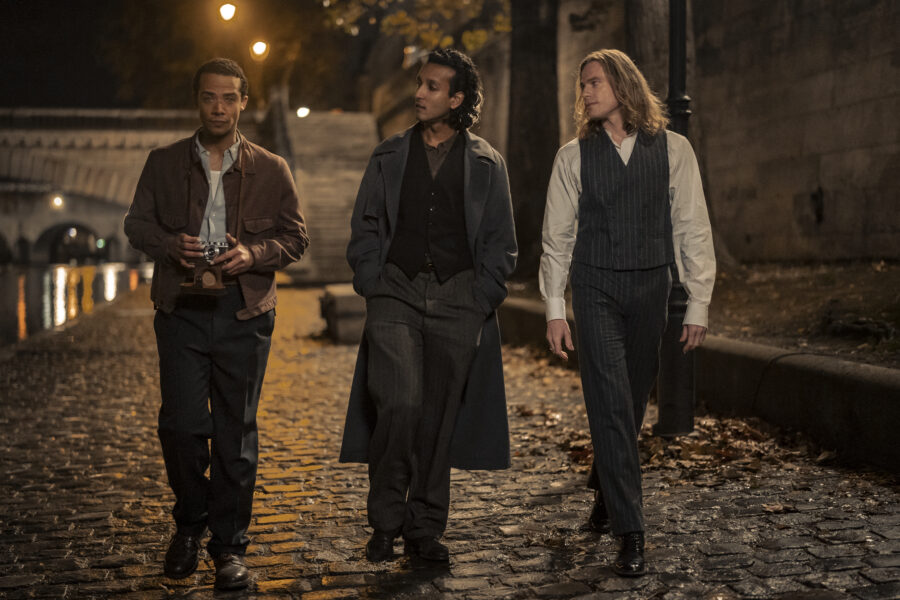 Jacob Anderson as Louis De Point Du Lac, Assad Zaman as Armand and Sam Reid as Lestat De Lioncourt - Interview with the Vampire _ Season 2, Episode 3 - Photo Credit: Larry Horricks/AMC | Tell-Tale TV Jacob Anderson as Louis De Point Du Lac, Assad Zaman as Armand and Sam Reid as Lestat De Lioncourt - Interview with the Vampire _ Season 2, Episode 3 - Photo Credit: Larry Horricks/AMC