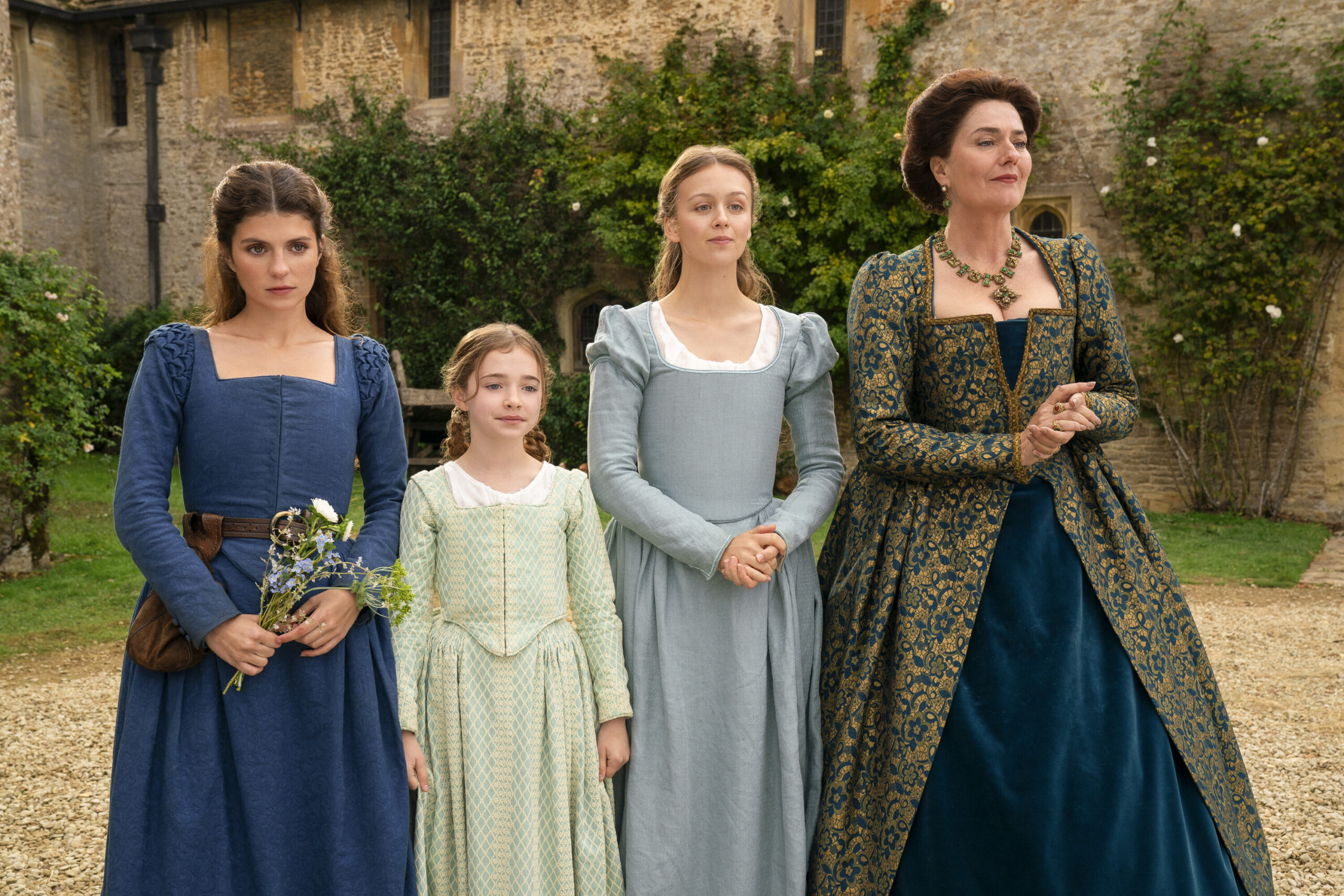 My Lady Jane | Tell-Tale TV Emily Bader as Lady Jane Grey, Robyn Betteridge as Margaret Grey, Isabella Brownson as Katherine Grey and Anna Chancellor as Frances Grey - My Lady Jane