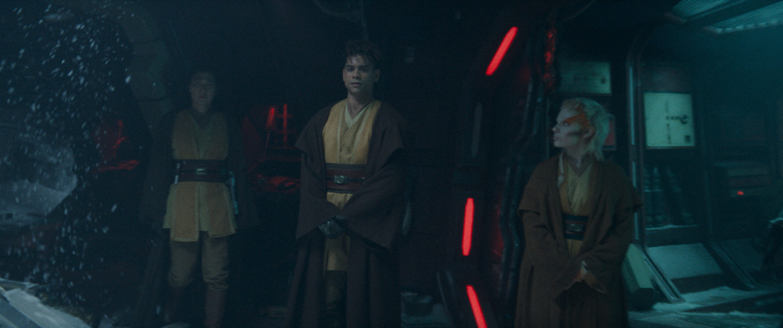 THE ACOLYTE - Master Sol (Lee Jung-jae), Yord Fandar (Charlie Barnett) and Jedi Padawan Jecki Lon (Dafne Keen)
