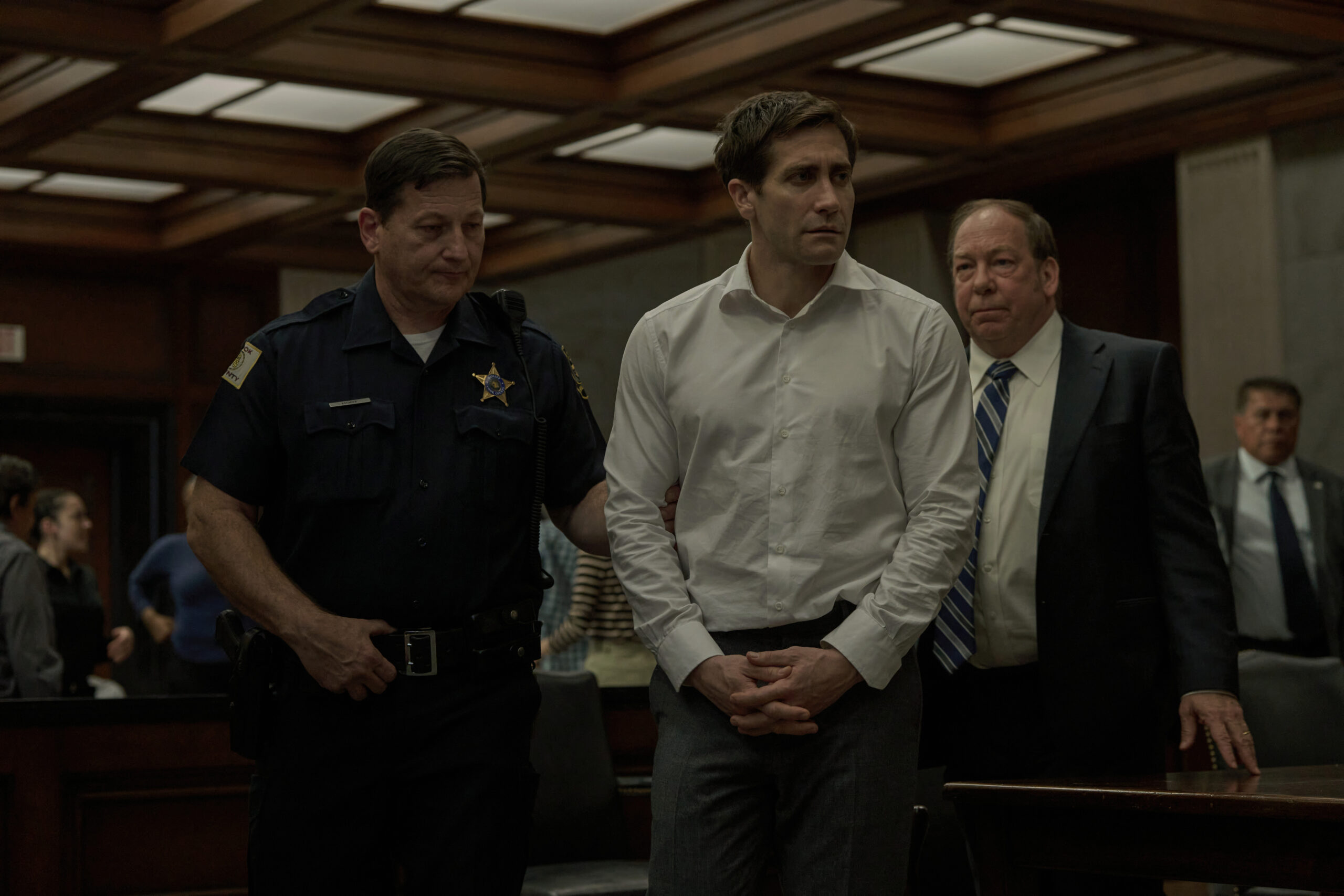 Jake Gyllenhaal on Presumed Innocent being arrested.