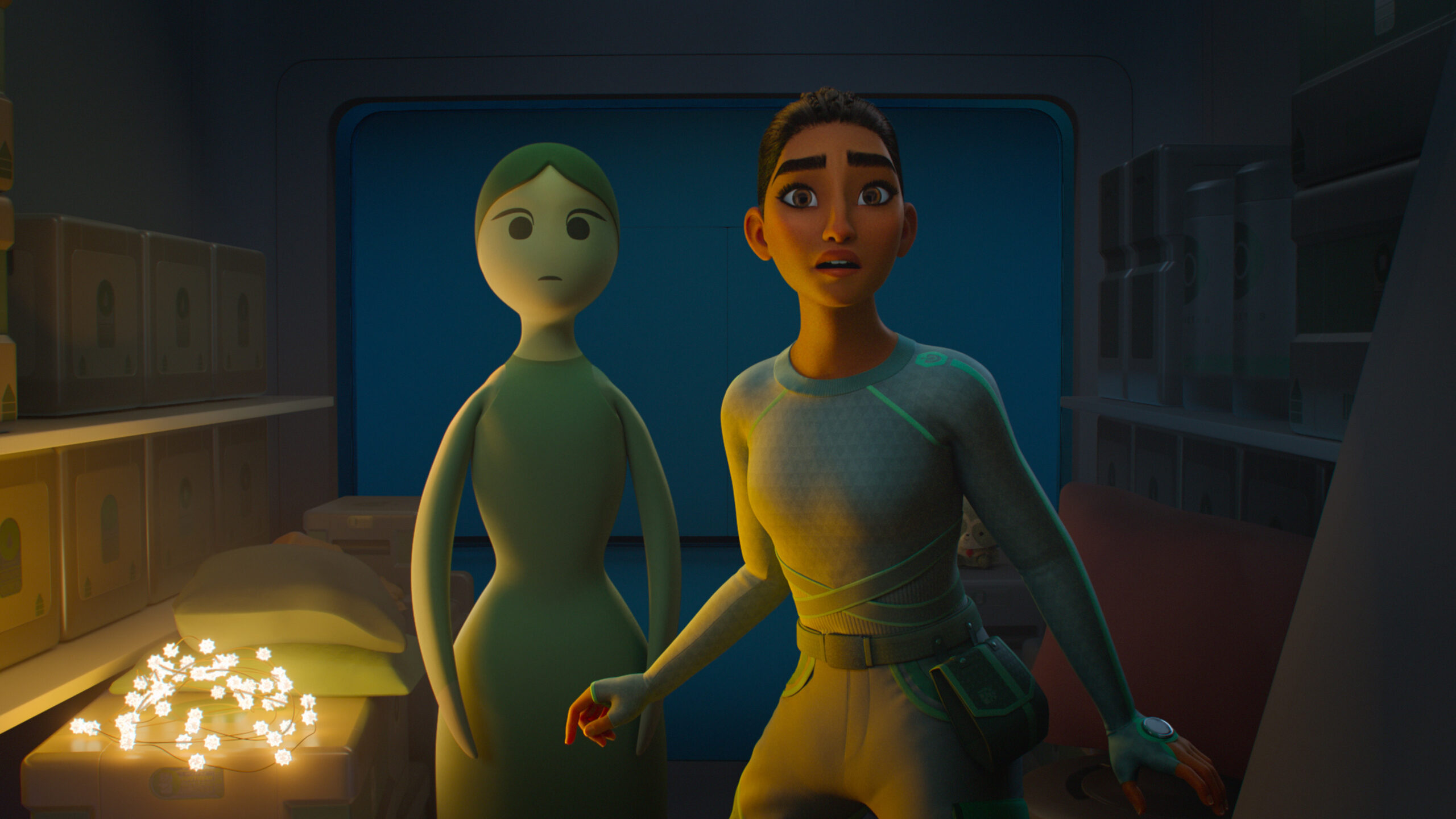 Still from WondLa Season 1 Episode 1 of Murthr and Eva pictured from left to right.