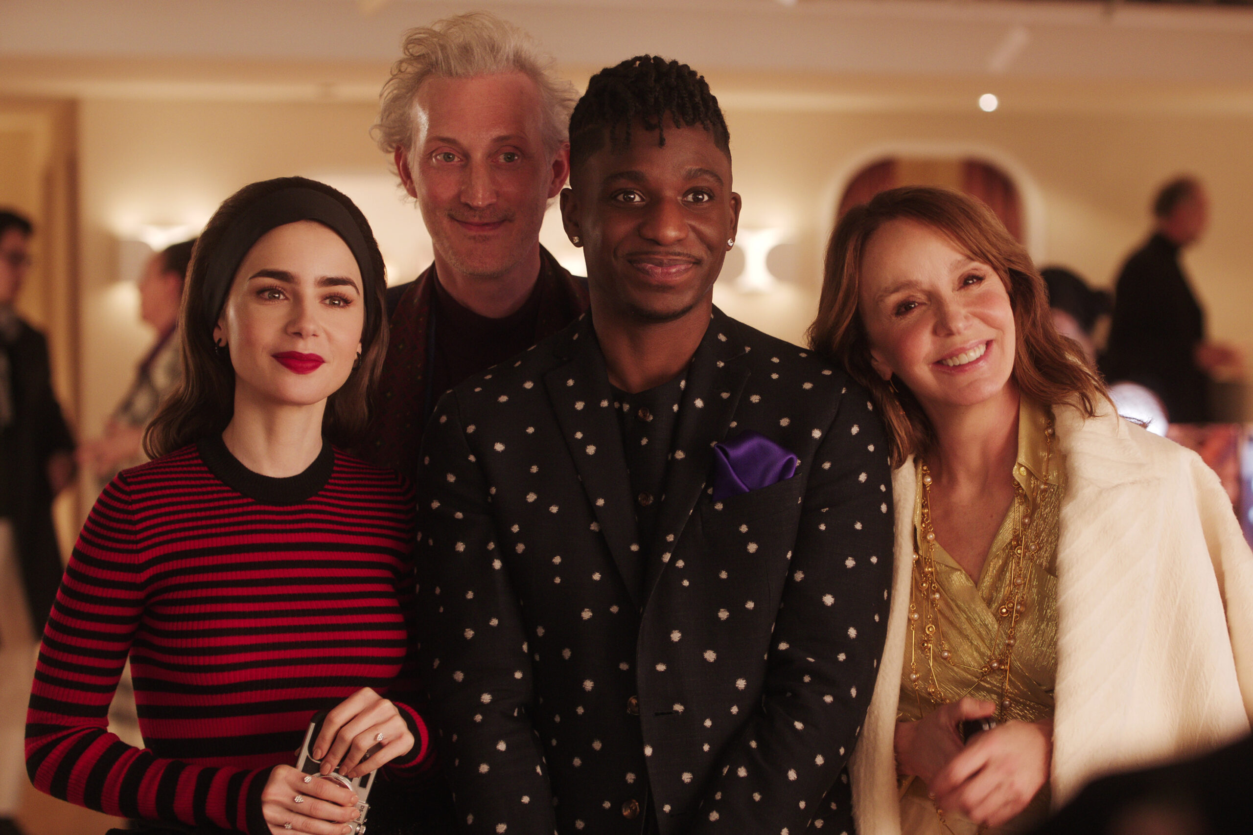Emily in Paris Season 4 Episode 5 - Lily Collins as Emily, Bruno Gouery as Luc, Samuel Arnold as Julien, Philippine Leroy-Beaulieu as Sylvie Grateau | Tell-Tale TV Emily in Paris Season 4 Episode 5 - Lily Collins as Emily, Bruno Gouery as Luc, Samuel Arnold as Julien, Philippine Leroy-Beaulieu as Sylvie Grateau