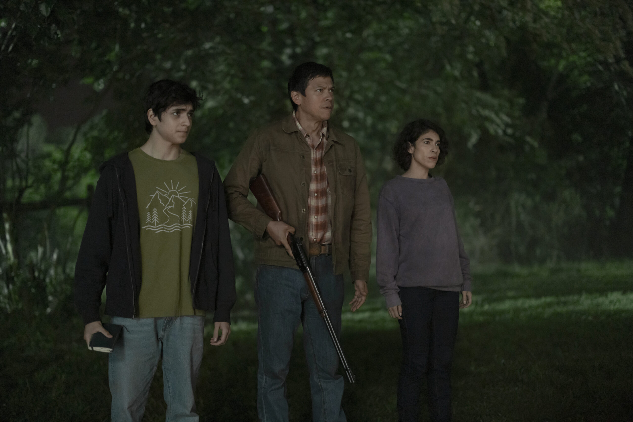 Teacup - Season 1 - Luciano Leroux as Nicholas Shanley, Chaske Spencer as Ruben Shanley, Diany Rodriguez as Valeria Shanley | Tell-Tale TV Teacup - Season 1 - Luciano Leroux as Nicholas Shanley, Chaske Spencer as Ruben Shanley, Diany Rodriguez as Valeria Shanley