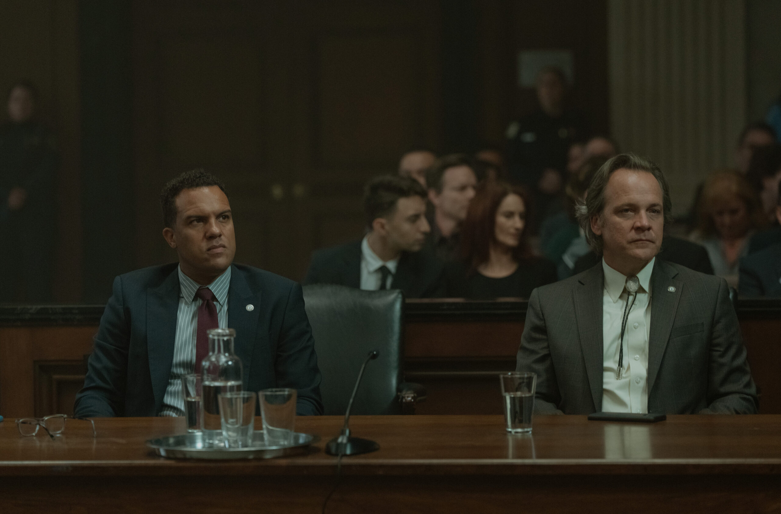 Presumed_Innocent_Photo_010802 | Tell-Tale TV O-T Fagbenle and Peter Sarsgaard sitting behind the prosecution table in court.