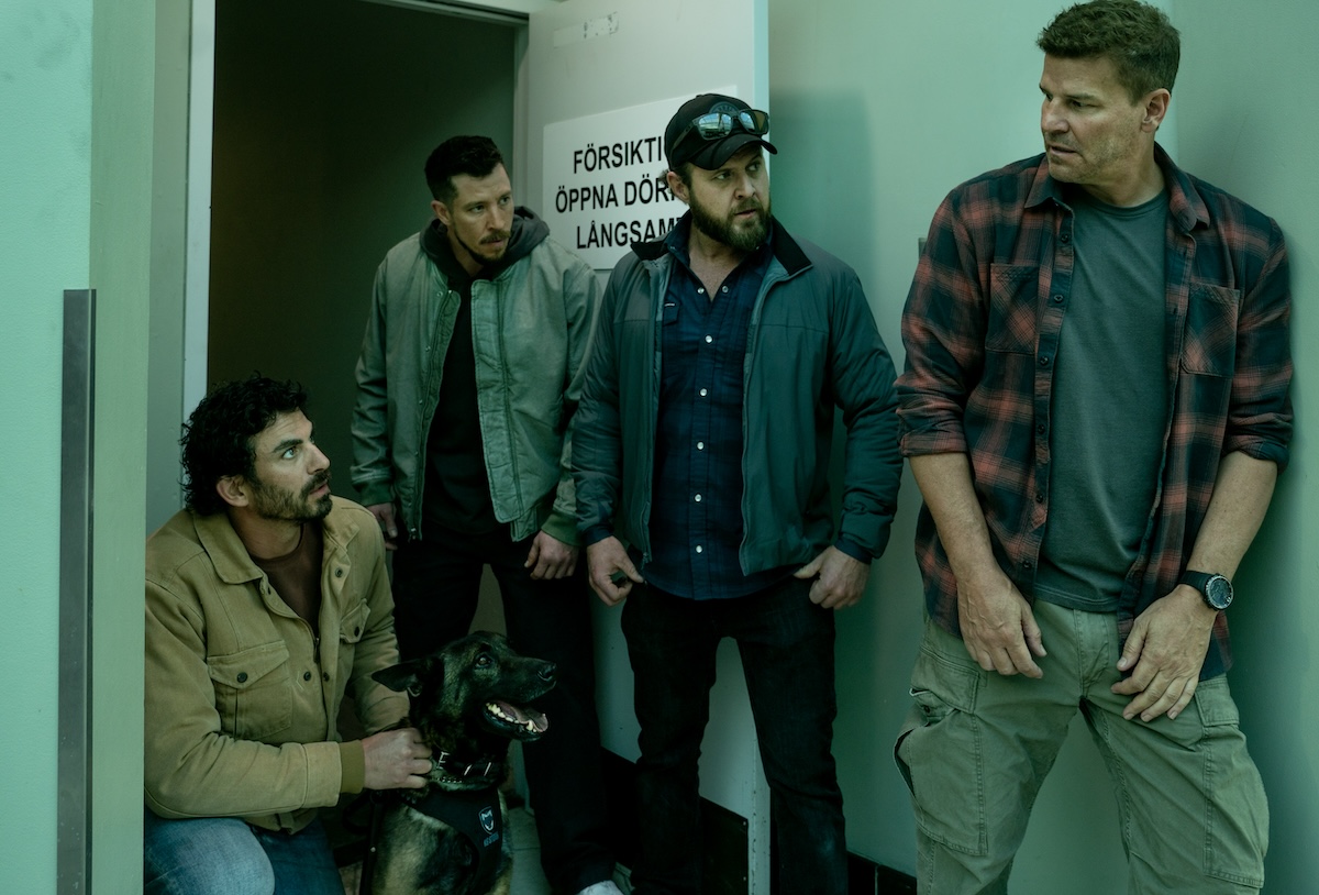 SEAL Team Season 7 Episode 2 Chaos In The Calm - Pt.2 ustin Melnick as Brock Reynolds, "Pepper," Beau Knapp as Drew Franklin, A.J. Buckley as Sonny Quinn and David Boreanaz as Jason Hayes