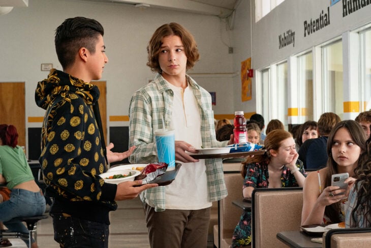 Still from Incoming - Bardia Seiri as Koosh, Mason Thames as Benji Nielsen, and Ali Gallo as Alyssa Nielsen pictured from left to right.