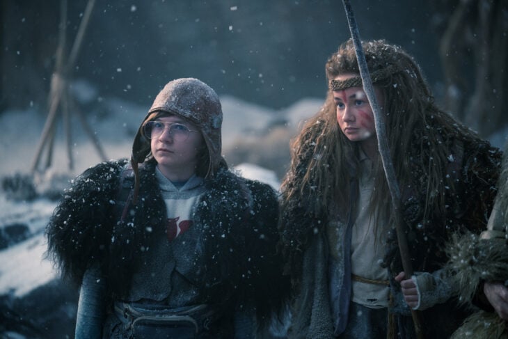 Still from Time Bandits Season 1 Episode 7 of Kal-El Tuck and Kiera Thompson pictured from left to right.