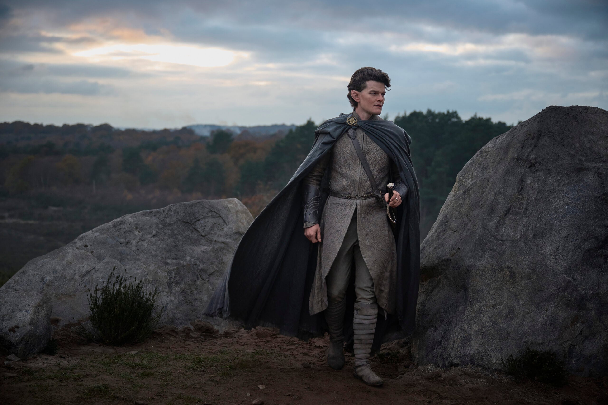 Still from Lord of the Rings: The Rings of Power Season 2 of Robert Aramayo as Elrond.