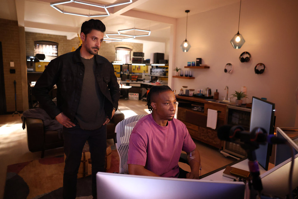 Still from Found Season 2 Episode 1 of Karan Oberoi as Dahn and Arlen Escarpeta as Zeke pictured from left to right.