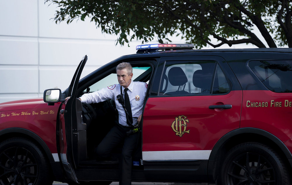 CHICAGO FIRE -- "A Monster In the Field" Episode 13001 -- Pictured: Dermot Mulroney as Chief Dom Pascal -- (Photo by: Peter Gordon/NBC)