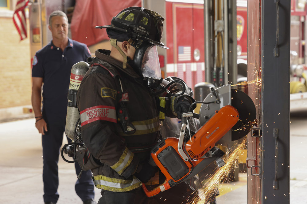 CHICAGO FIRE -- "Ride the Blade" Episode 13002 -- Pictured: (l-r) Taylor Kinney as Kelly Severide, Joe Miñoso as Joe Cruz