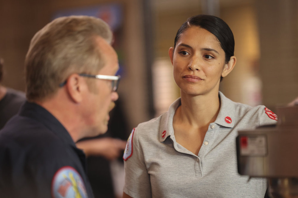 CHICAGO FIRE -- "Ride the Blade" Episode 13002 -- Pictured: (l-r) Christian Stolte as Randy "Mouch" McHolland, Miranda Rae Mayo as Stella Kidd