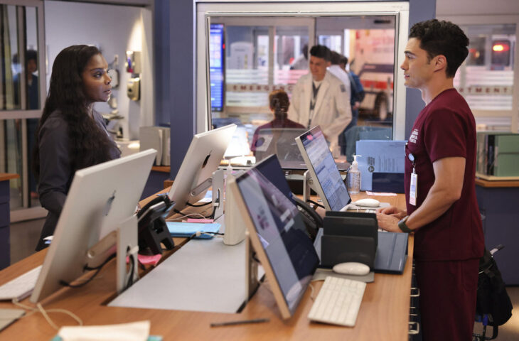 CHICAGO MED -- "Bite Your Tongue" Episode 1002 -- Pictured: (l-r) Marlyne Barrett as Maggie Lockwood, Darren Barnet as Dr. John Frost Preview — Chicago Med Season 10 Episode 2: Will Ripley Lose His Job? CHICAGO MED -- "Bite Your Tongue" Episode 1002 -- Pictured: (l-r) Marlyne Barrett as Maggie Lockwood, Darren Barnet as Dr. John Frost