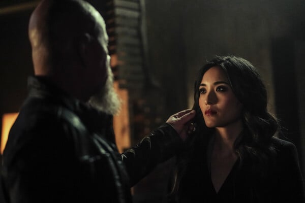 Superman & Lois Season 4 Episode 1, "The End & the Beginning" -- Michael Kudlitz as Lex Luthor and Yvonne Chapman as Amanda McCoy