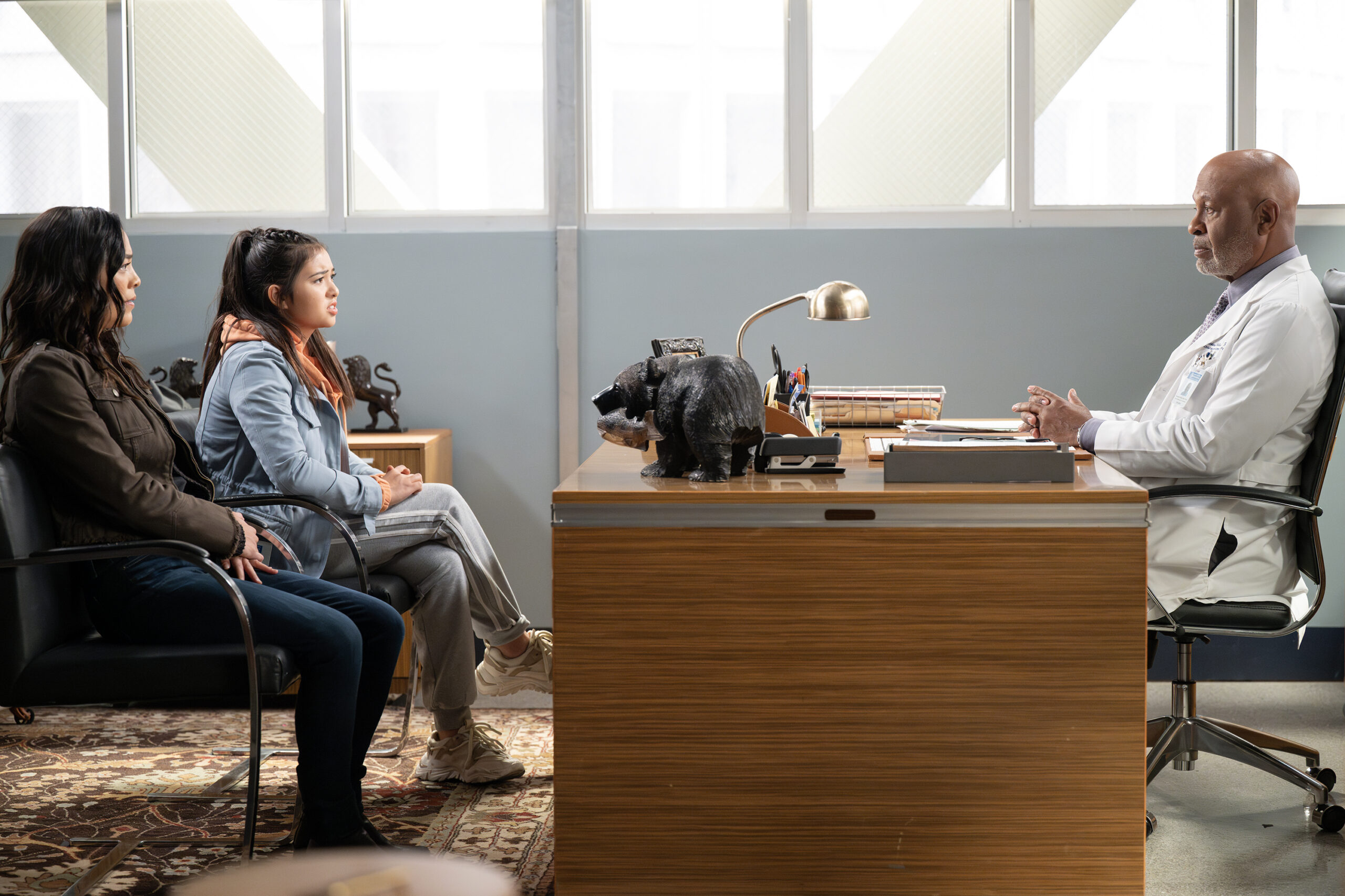 MIDORI FRANCIS, JULIA ROSE, JAMES PICKENS JR. Grey's Anatomy Season 21 Episode 4: This One's for the Girls