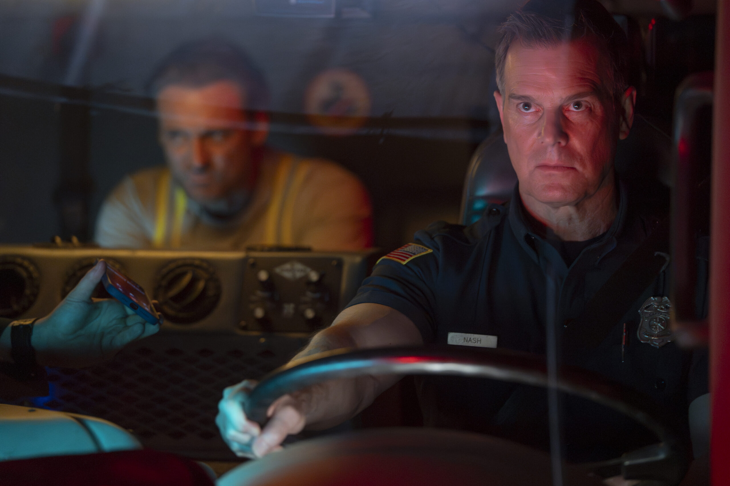 9-1-1 Season 8 Episode 3, "Final Approach" -- CALLUM BLUE, PETER KRAUSE