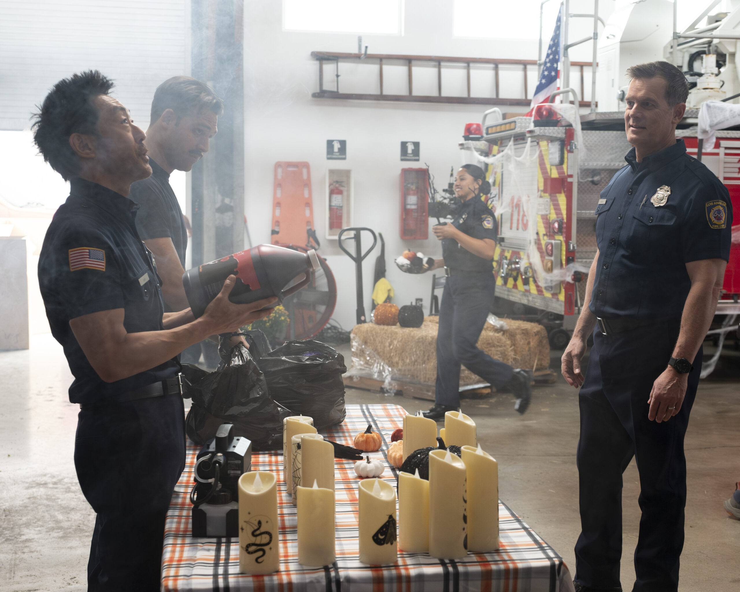 9-1-1 Season 8 Episode 5, "Masks" - KENNETH CHOI, RYAN GUZMAN, PETER KRAUSE | Tell-Tale TV 9-1-1 Season 8 Episode 5, "Masks" - KENNETH CHOI, RYAN GUZMAN, PETER KRAUSE