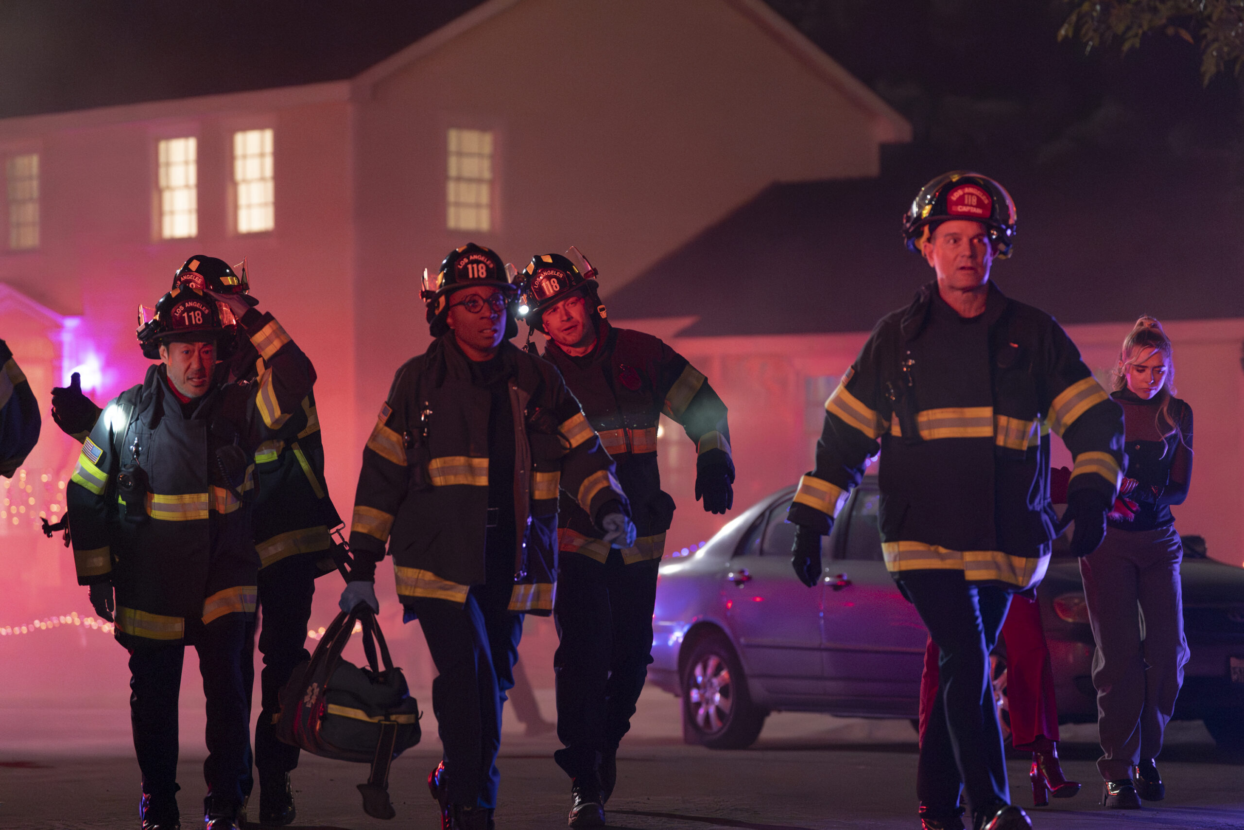 9-1-1 Season 8 Episode 5, "Masks" - KENNETH CHOI, AISHA HINDS, OLIVER STARK, PETER KRAUSE | Tell-Tale TV 9-1-1 Season 8 Episode 5, "Masks" - KENNETH CHOI, AISHA HINDS, OLIVER STARK, PETER KRAUSE