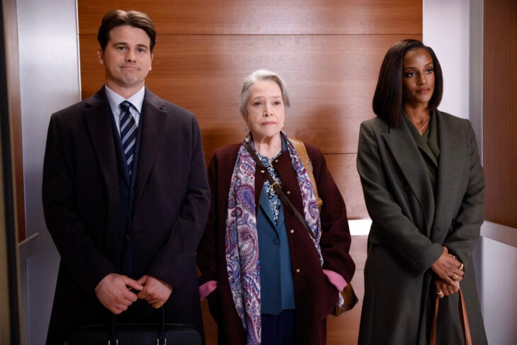 Matlock Season 1 Episode 2 - Jason Ritter, Kathy Bates, and Skye P. Marshall | Tell-Tale TV Still from Matlock Season 1 Episode 2 of Jason Ritter as Julian, Kathy Bates, and Skye P. Marshall pictured from left to right. Matlock Season 1 Episode 2 Review: Rome, In a Day Still from Matlock Season 1 Episode 2 of Jason Ritter as Julian, Kathy Bates, and Skye P. Marshall pictured from left to right.