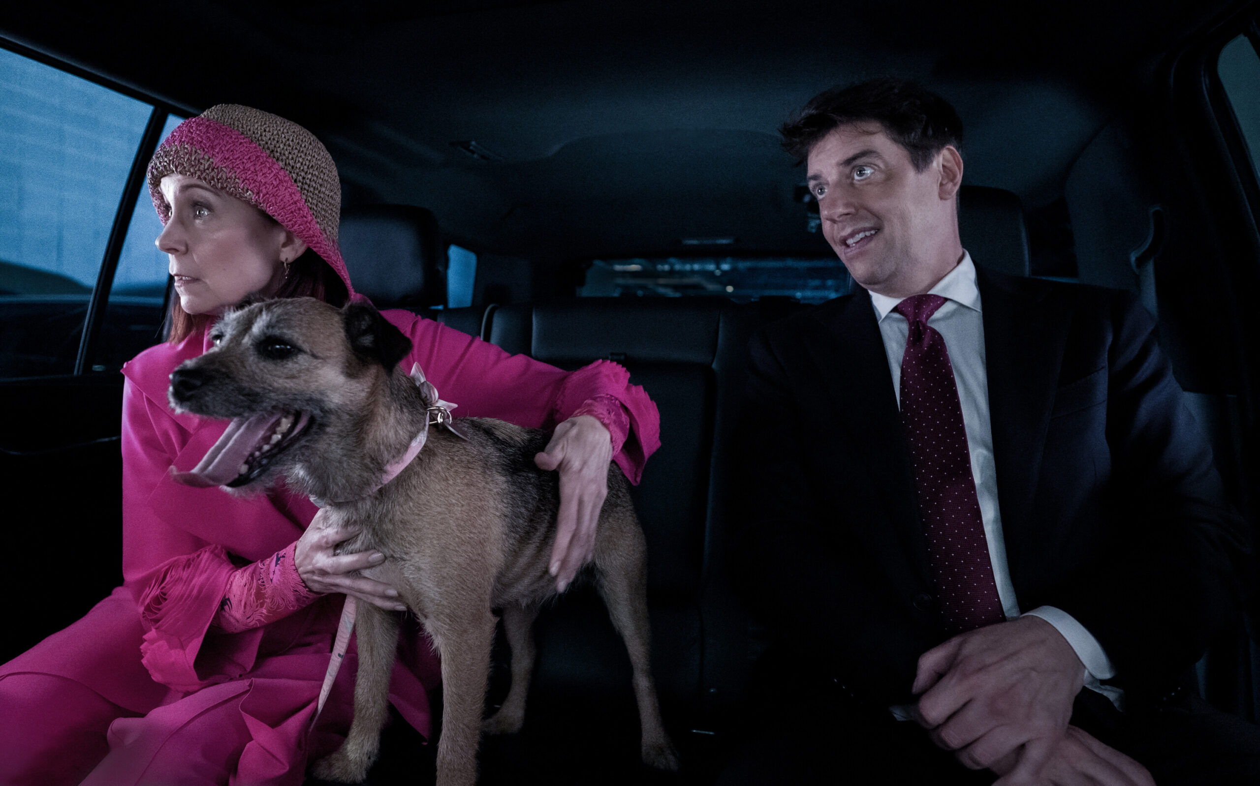 Still from Elsbeth SEason 2 Episode 2 of Carrie Preston as Elsbeth Tascioni and Christian Borle as Carter Schmidt pictured from left to right.