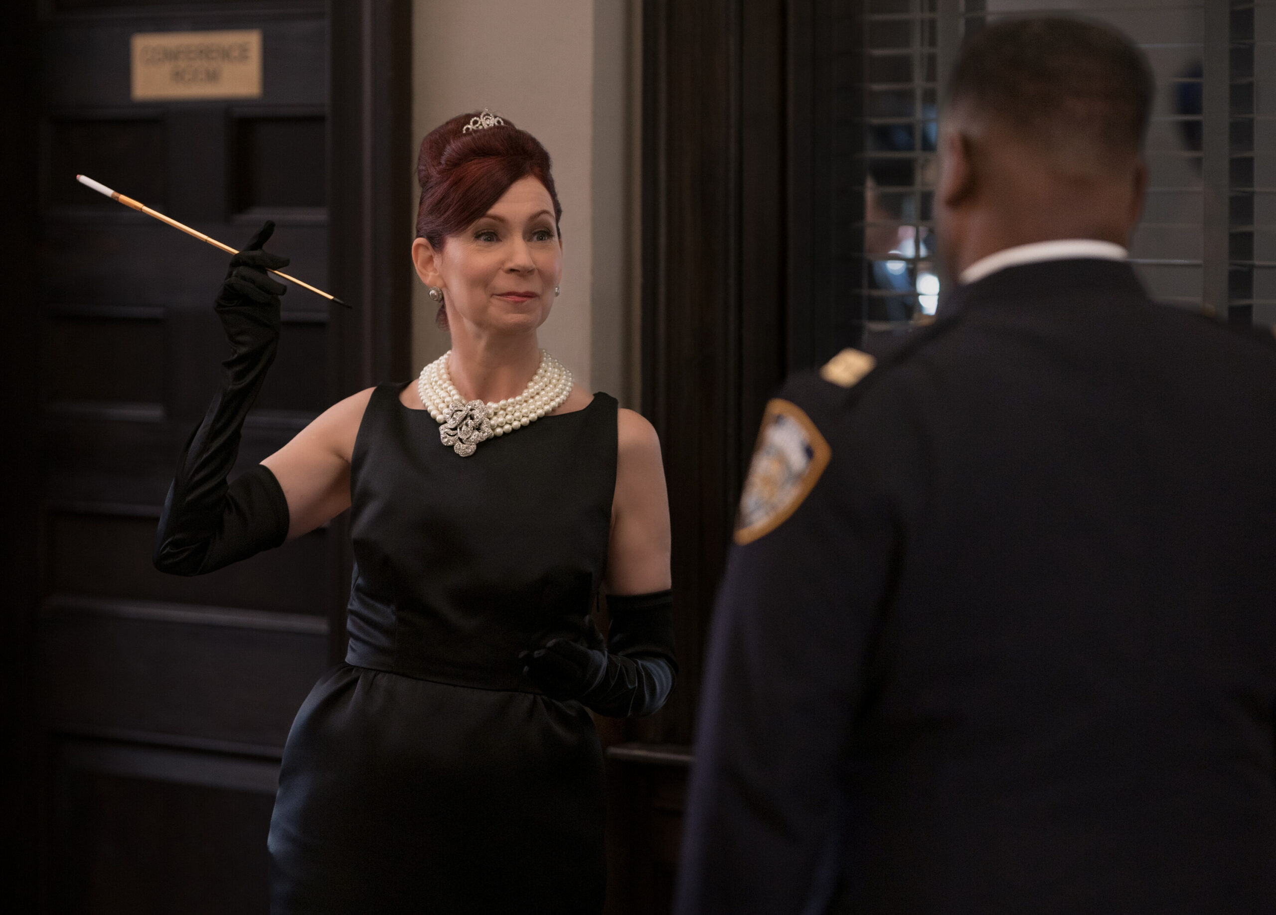 Still from Elsbeth Season 2 Episode 3 of Carrie Preston as Elsbeth Tascioni and Wendell Pierce as Captain Wagner pictured from left to right.