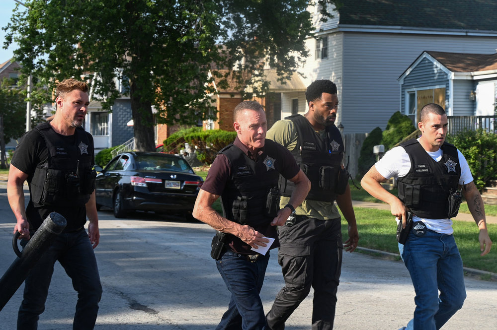 Chicago P.D. - Season 12 | Tell-Tale TV CHICAGO P.D. -- "The After" Episode 12004 -- Pictured: (l-r) Patrick John Flueger as Officer Adam Ruzek, Jason Beghe as Sgt. Hank Voight, LaRoyce Hawkins as Officer Kevin Atwater, Benjamin Levy Aguilar as Dante Torres
