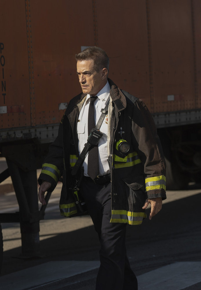 CHICAGO FIRE -- "Down The Rabbit Hole" Episode 13005 -- Pictured: Dermot Mulroney as Chief Dom Pascal
