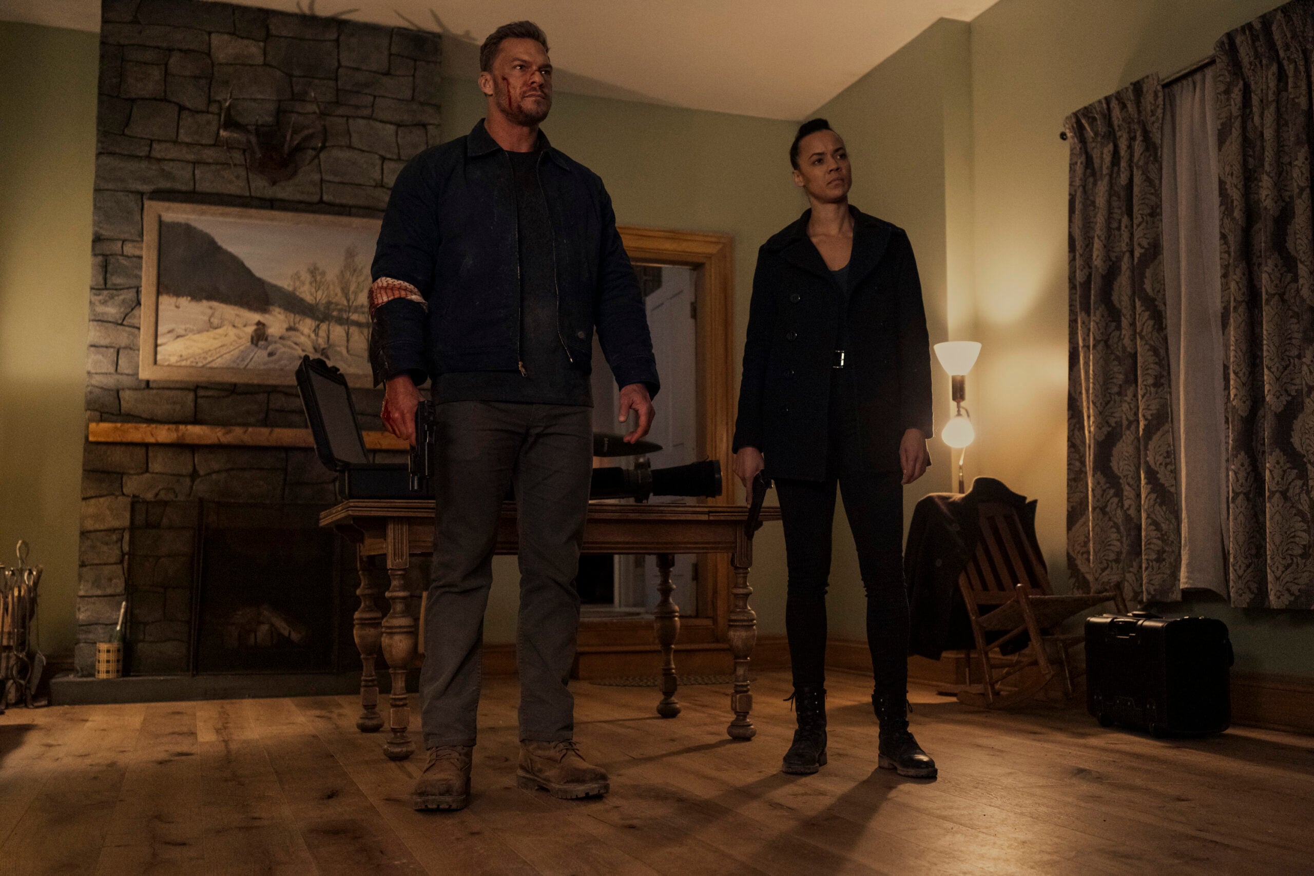 Reacher Season 2 -- Alan Ritchson (Jack Reacher), Maria Sten (Frances Neagley)