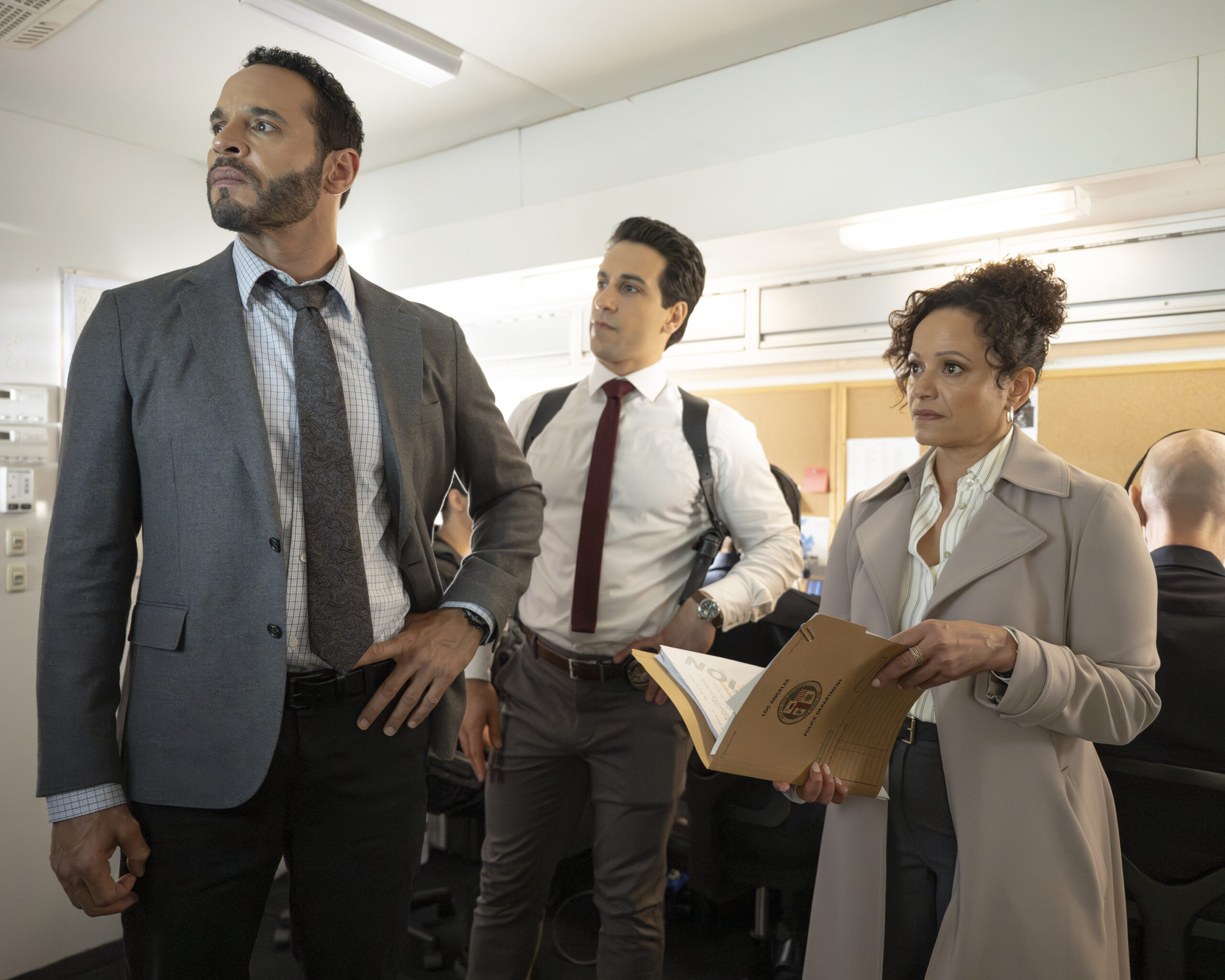 DANIEL SUNJATA, DENIZ AKDENIZ, JUDY REYES in High Potential Season 1 Episode 7, "One of Us." | Tell-Tale TV DANIEL SUNJATA, DENIZ AKDENIZ, JUDY REYES in High Potential Season 1 Episode 7, "One of Us."