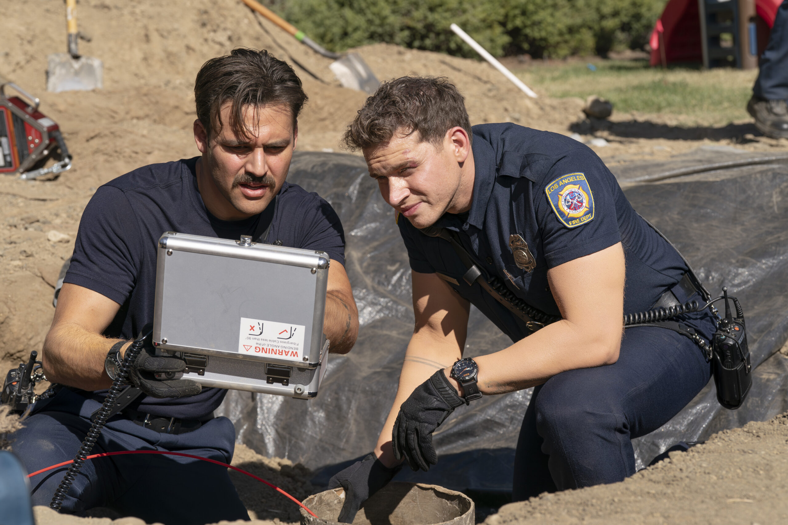9-1-1 Season 8 Episode 6, "Confessions" -- RYAN GUZMAN, OLIVER STARK | Tell-Tale TV 9-1-1 Season 8 Episode 6, "Confessions" -- RYAN GUZMAN, OLIVER STARK