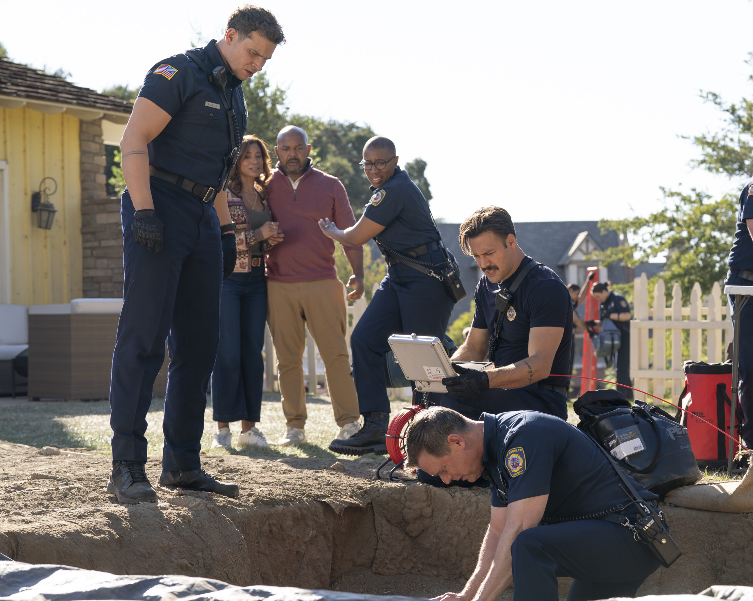 9-1-1 Season 8 Episode 6, "Confessions" -- OLIVER STARK, KIMRIE LEWIS, JASON KELLEY, AISHA HINDS, RYAN GUZMAN, PETER KRAUSE | Tell-Tale TV 9-1-1 Season 8 Episode 6, "Confessions" -- OLIVER STARK, KIMRIE LEWIS, JASON KELLEY, AISHA HINDS, RYAN GUZMAN, PETER KRAUSE