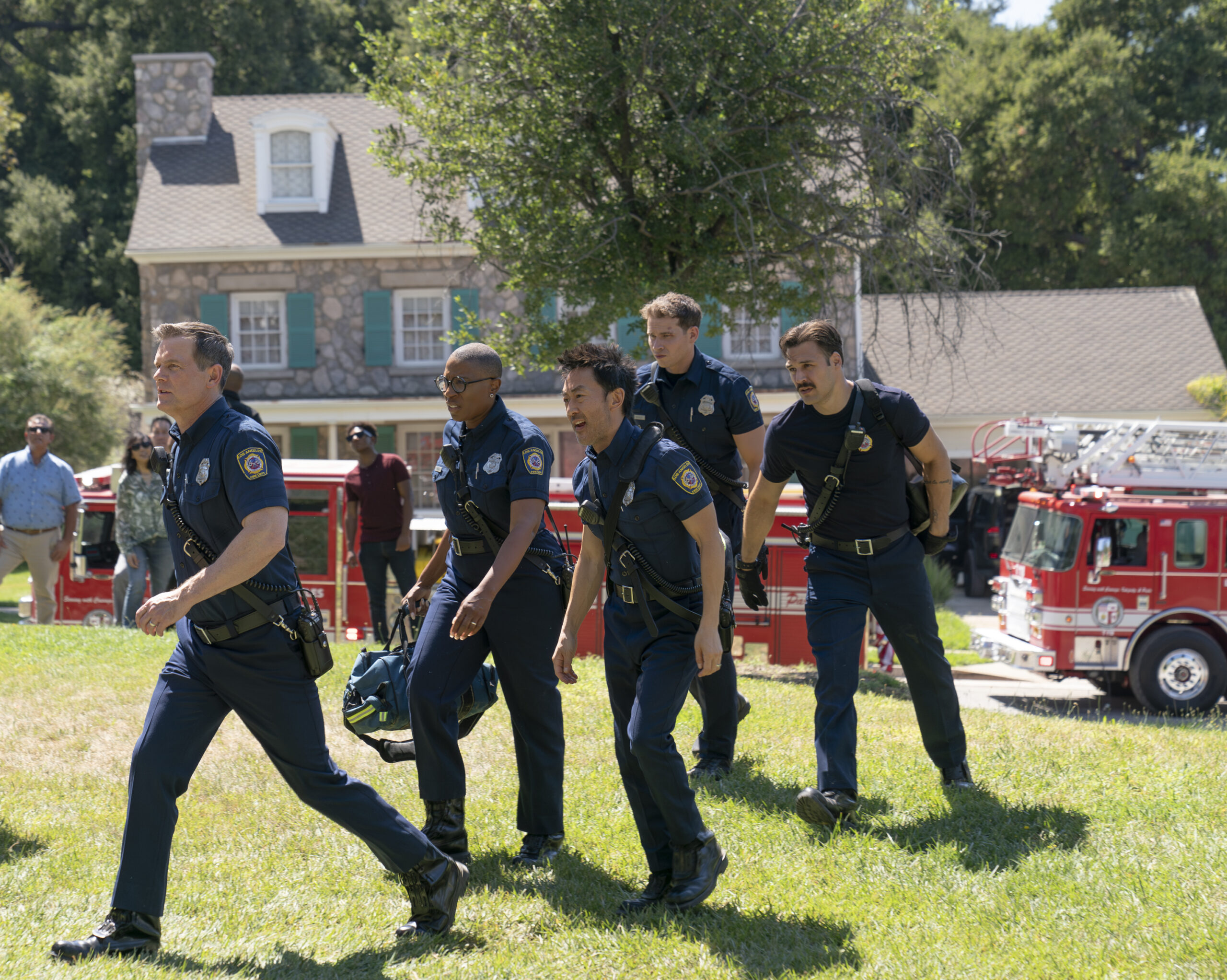 9-1-1 Season 8 Episode 6, "Confessions" -- PETER KRAUSE, AISHA HINDS, KENNETH CHOI, OLIVER STARK, RYAN GUZMAN | Tell-Tale TV 9-1-1 Season 8 Episode 6, "Confessions" -- PETER KRAUSE, AISHA HINDS, KENNETH CHOI, OLIVER STARK, RYAN GUZMAN