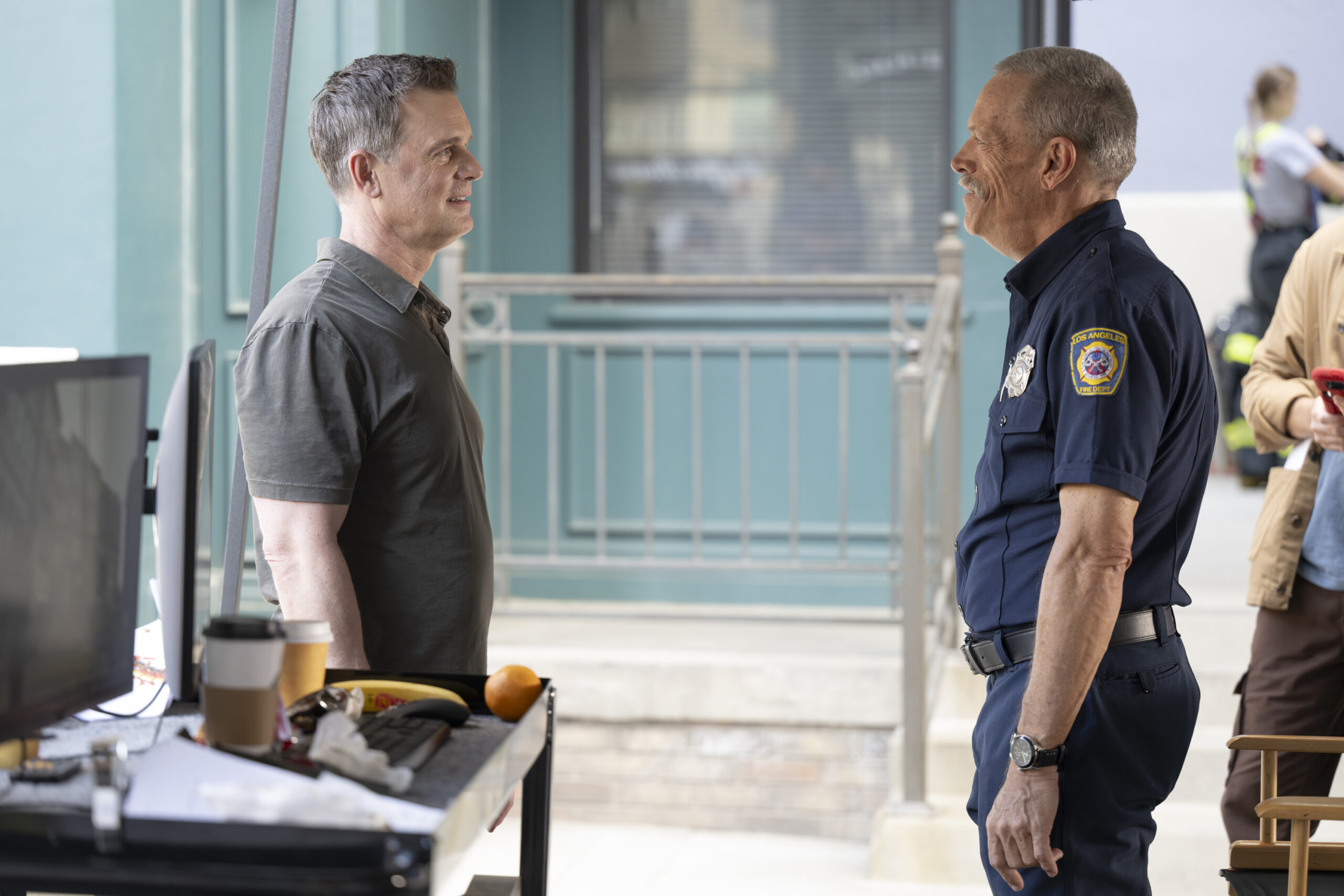 9-1-1 Season 8 Episode 7, "Hotshots" -- PETER KRAUSE, BRIAN THOMPSON