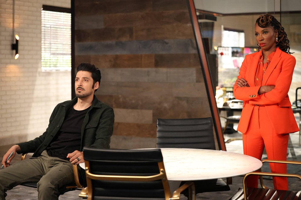 Still from Found Season 2 Episode 7 of Karan Oberoi as Dahn and Shanola Hampton as Gabi pictured from left to right.