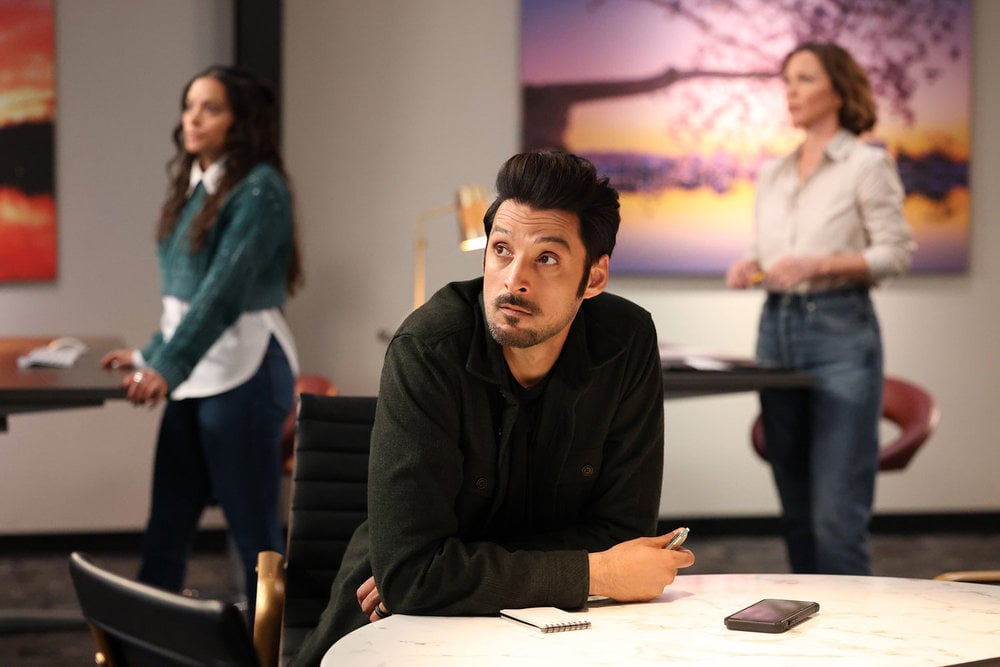 Still from Found Season 2 Episode 7 of Gabrielle Walsh as Lacey, Karan Oberoi as Dahn, and Kelli Williams as Margaret pictured from left to right.