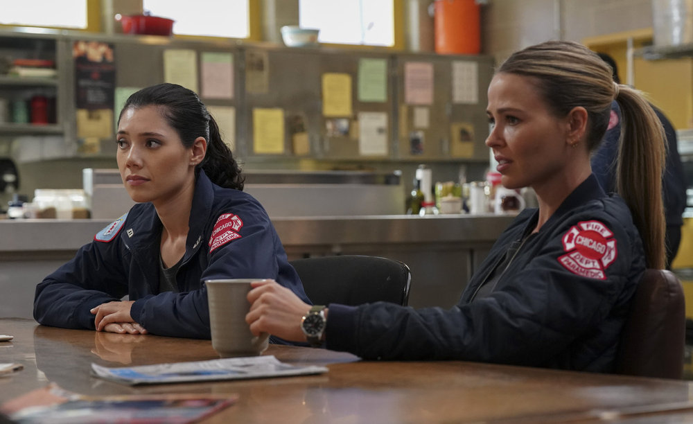 CHICAGO FIRE -- "Quicksand" Episode 13008 -- Pictured: (l-r) Hanako Greensmith as Violet Mikami, Jocelyn Hudon as Lyla Novak