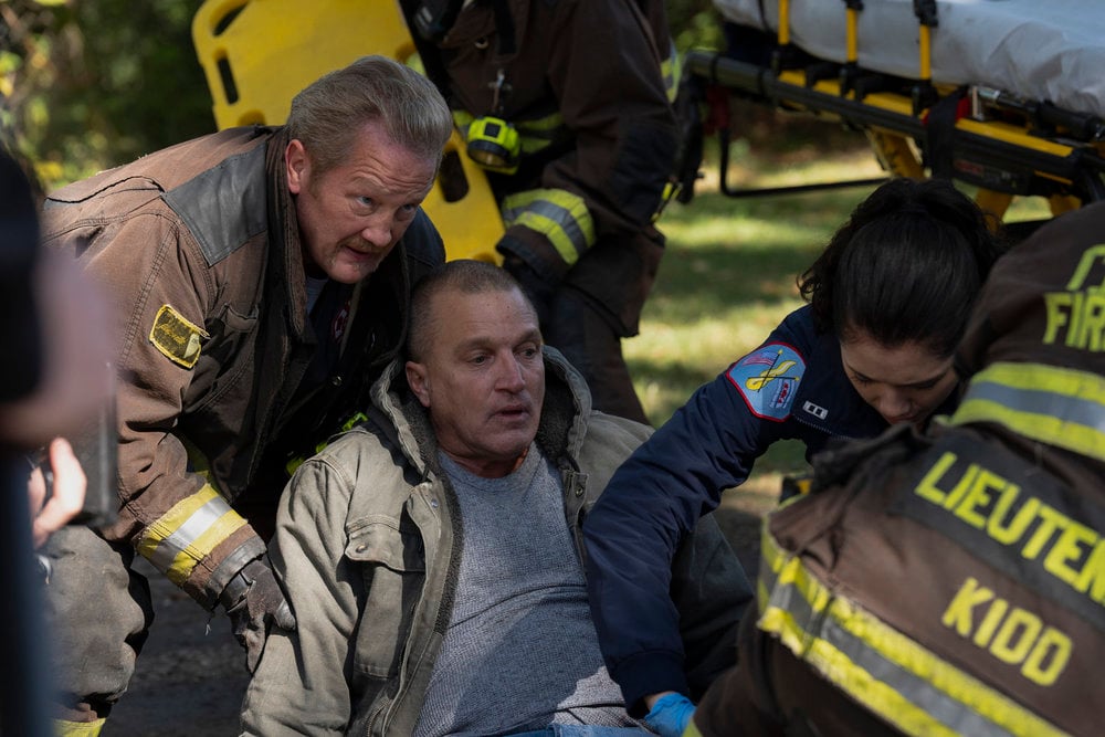 CHICAGO FIRE -- "Quicksand" Episode 13008 -- Pictured: (l-r) Christian Stolte as Randy "Mouch" McHolland, Hanako Greensmith as Violet Mikami
