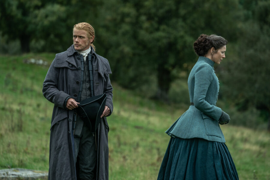 Outlander Season 7 Episode 9 - Caitriona Balfe as Claire Randall Fraser, Sam Heughan as Jamie Fraser