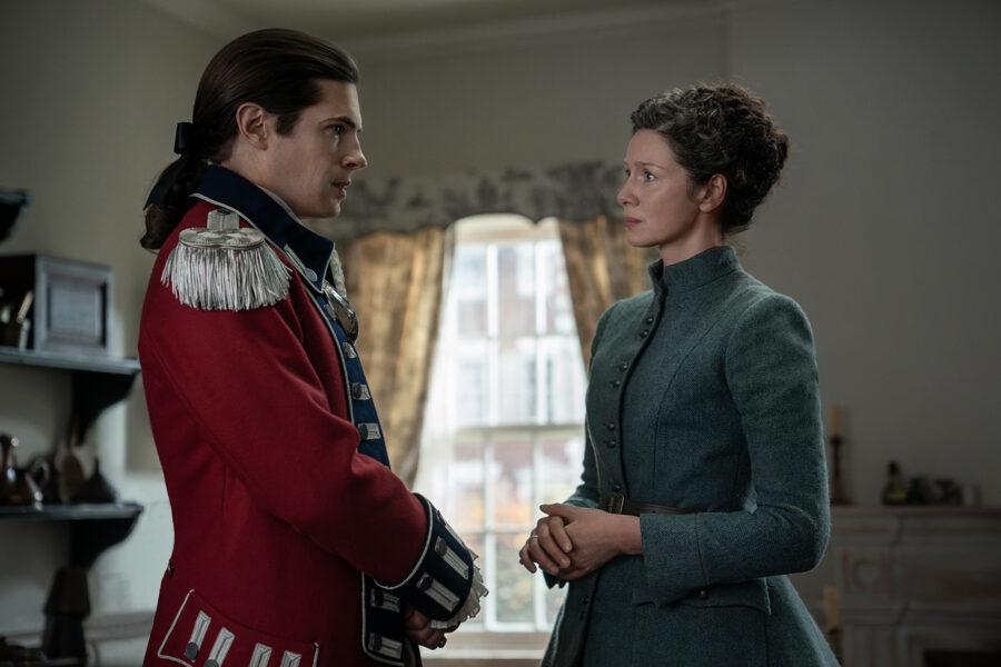 Outlander Season 7 Part 2 - David Berry as Lord John Grey, Caitriona Balfe as Claire Randall Fraser