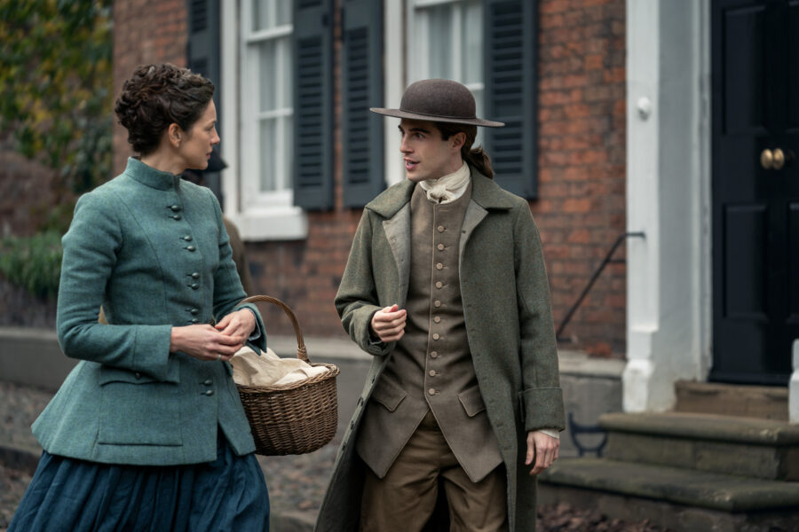 Outlander Season 7 Part 2 - Caitriona Balfe as Claire Randall Fraser, Joey Phillips as Dr. Denzell Hunter