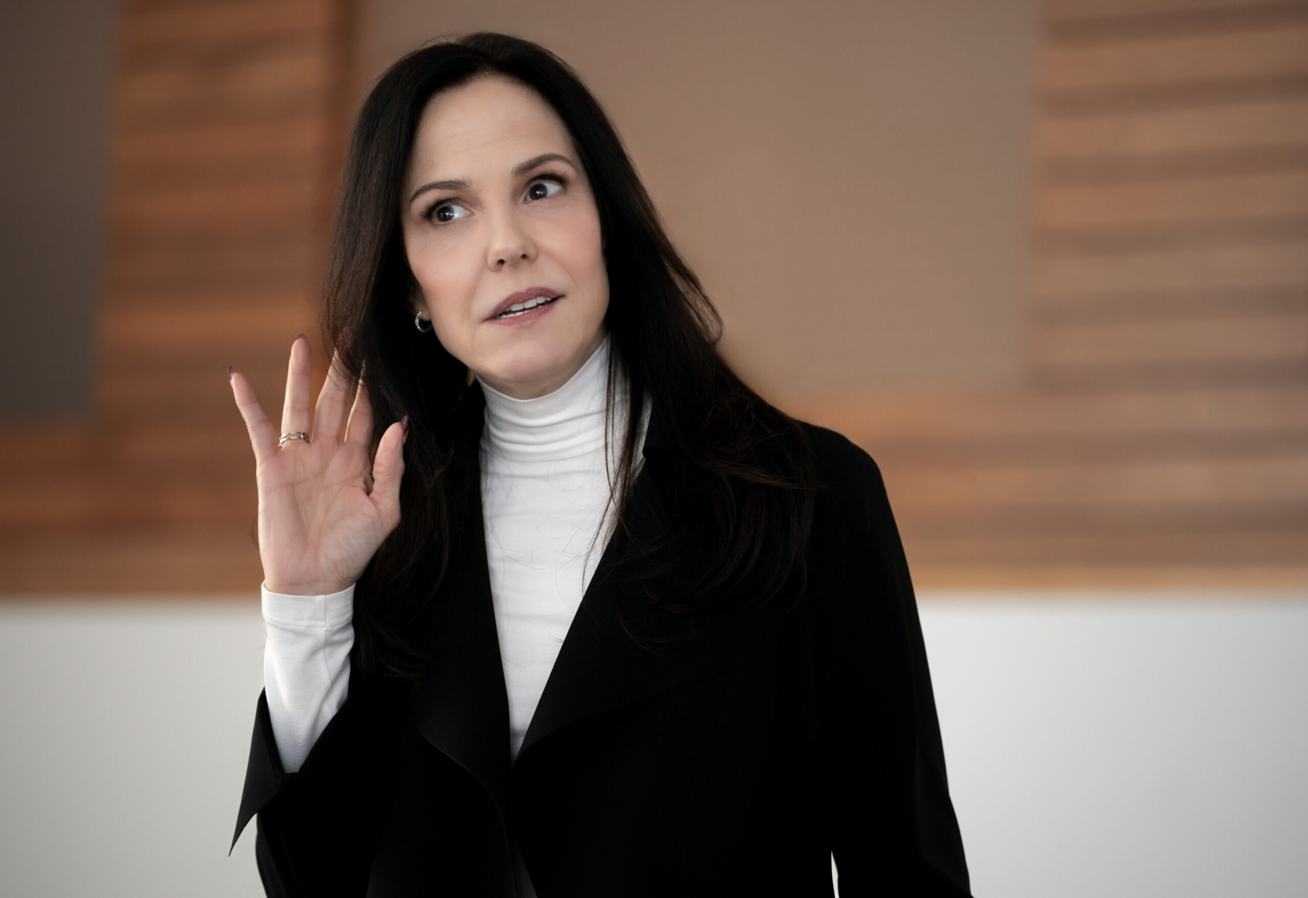 Still from Elsbeth Season 2 Episode 16 of Mary-Louise Parker as Freya Frostad.