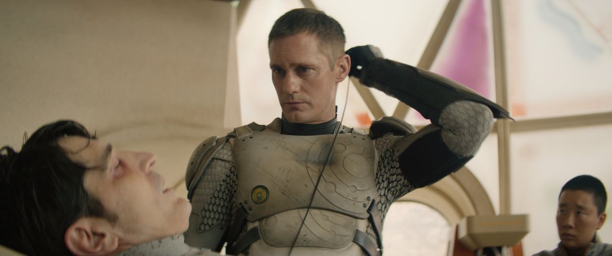 Murderbot Season 1 Episode 8 Foreign Object 3 | Tell-Tale TV Alexander Skarsgard as SecUnit on Murderbot Season 1 Episode 8, "Foreign Object."