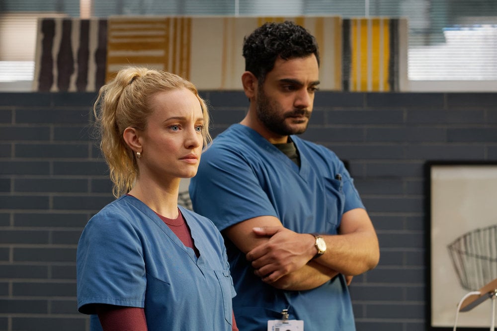 Transplant Season 4 Episode 1 - Laurence Leboeuf as Dr. Magalie Leblanc, Hamza Haq as Dr. Bashir Hamed