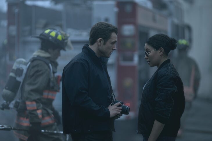 Taron Egerton and Jurnee Smollett in "Smoke" Season 1 Episode 1