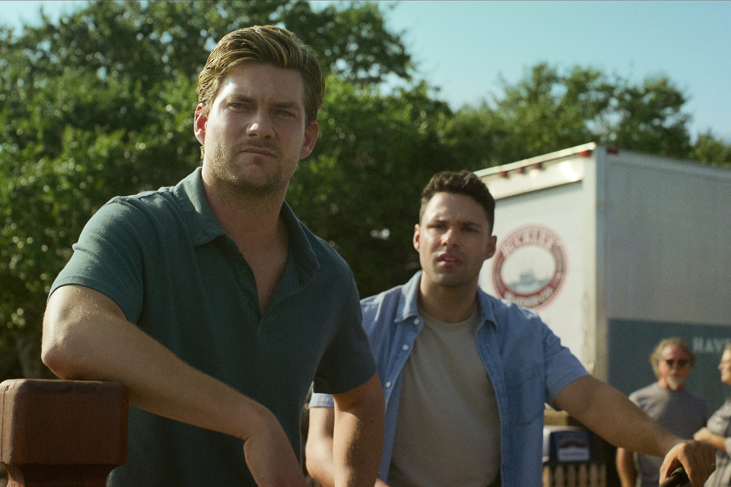 The Waterfront Season 1 Episode 2 - (l-r) Jake Weary as Cane Buckley and Rafael Silva as Shawn West