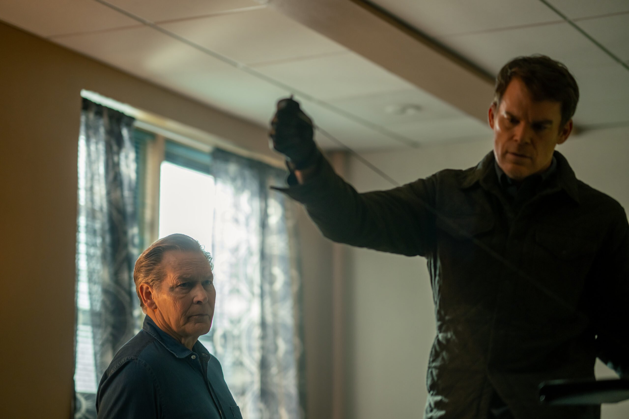 Backseat Driver | Tell-Tale TV Dexter: Resurrection Season 1 Episode 3, "Backseat Driver" - (l-r) James Remar as Harry Morgan and Michael C. Hall as Dexter Morgan