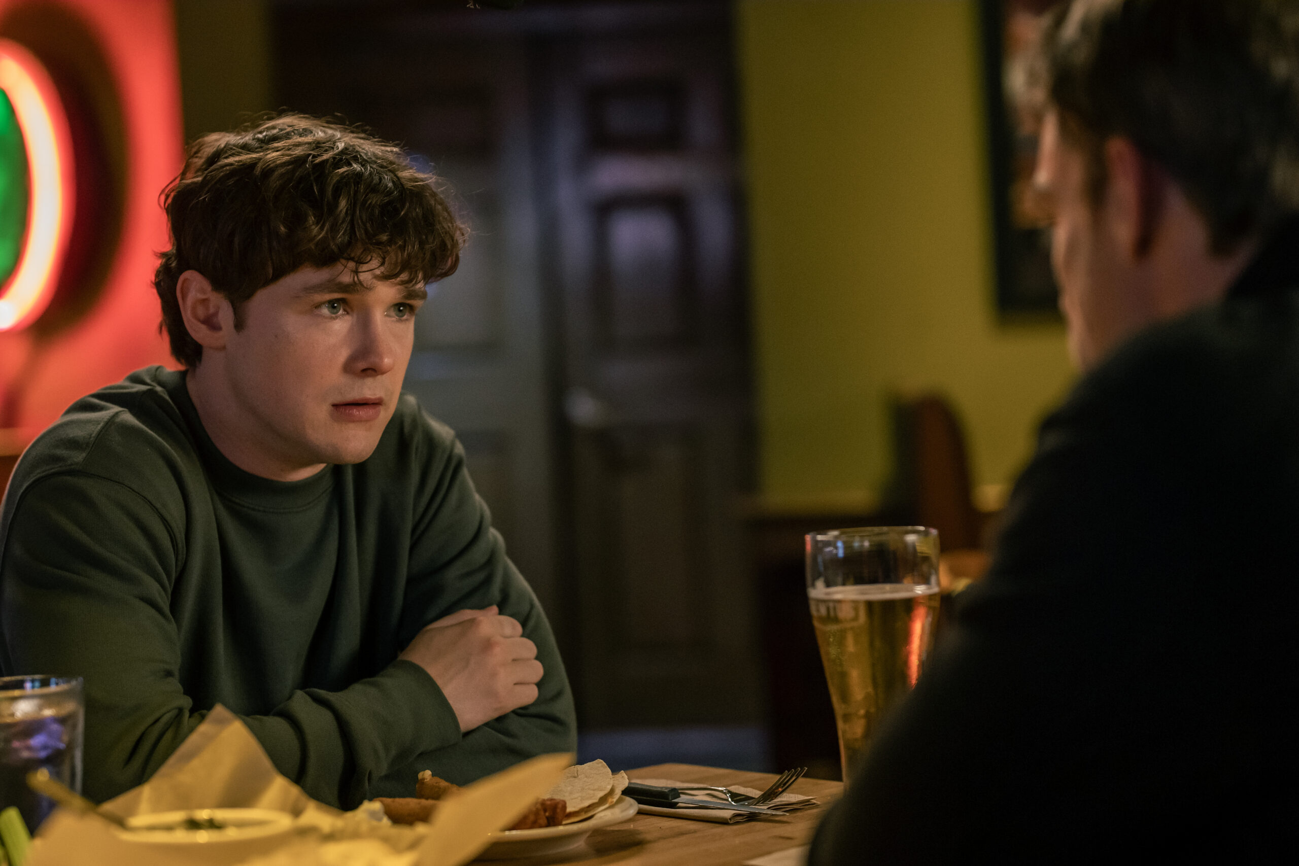 Dexter: Resurrection Season 1 Episode 8, "The Kill Room Where It Happens" - (l-r) Jack Alcott as Harrison Morgan and Michael C. Hall as Dexter Morgan