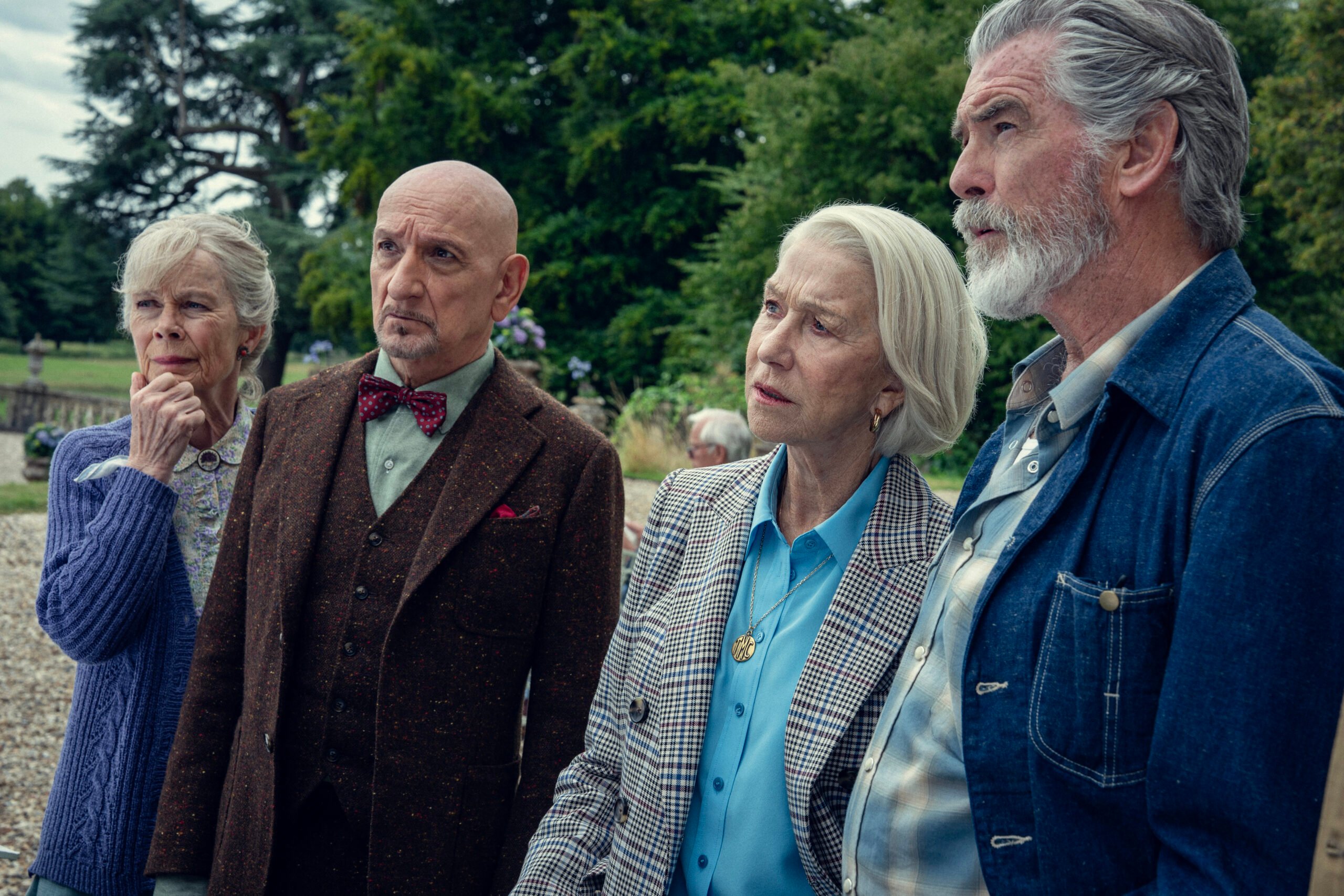 The Thursday Murder Club | Tell-Tale TV The Thursday Murder Club - (l-r) Celia Imrie, Sir Ben Kingsley, Helen Mirren, and Pierce Brosnan